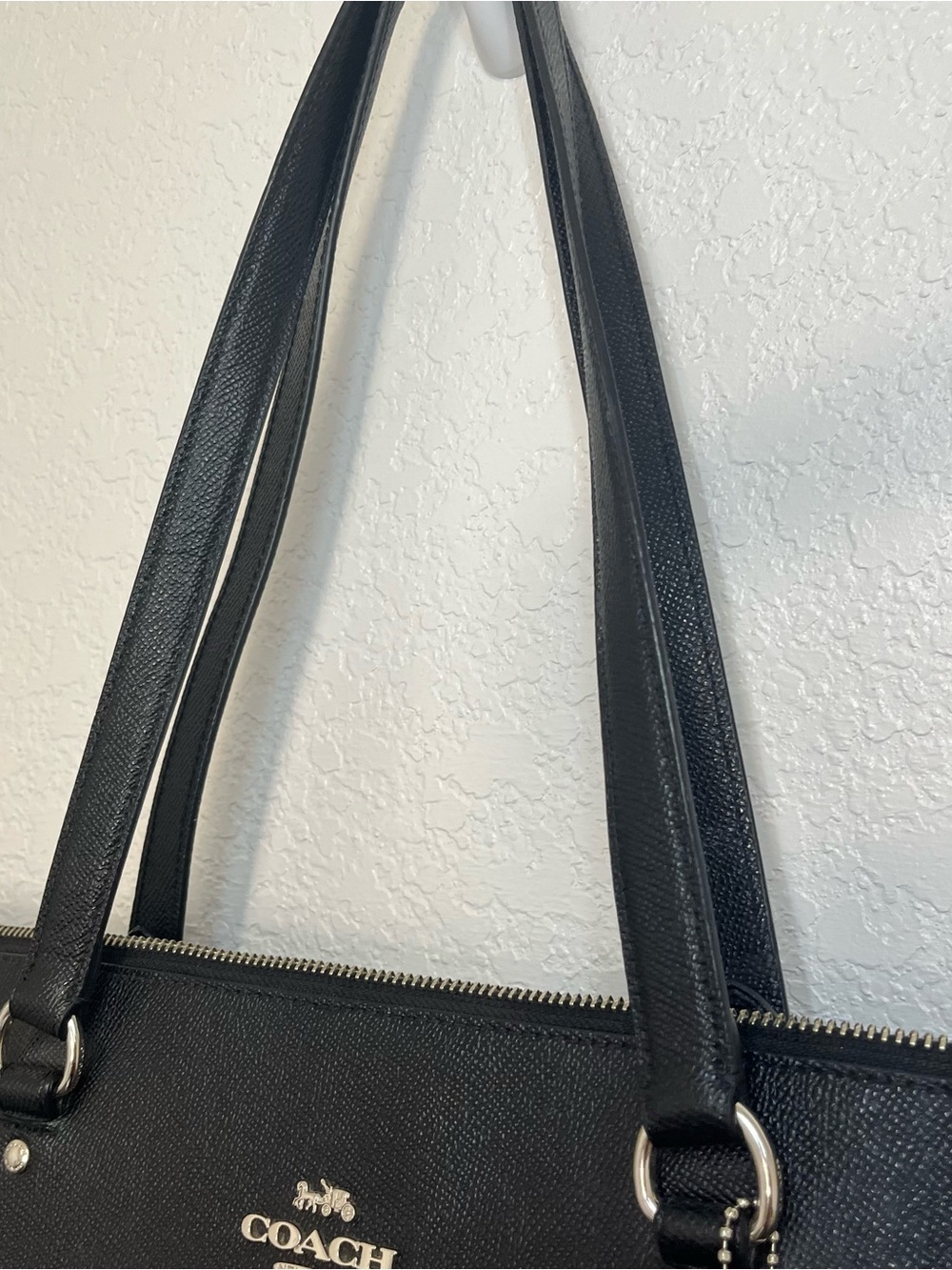 Coach Black Leather Tote Bag with Silver Hardware - Picture 9 of 16